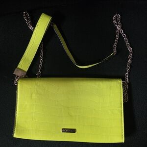 Aldo Neon Yellow Croc-Embossed Bag